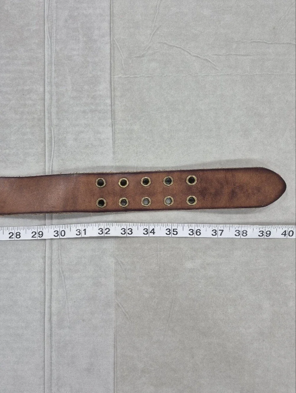 Crew belt women's Sm brown chunky distressed Italian leather solid brass buckle - Picture 13 of 13